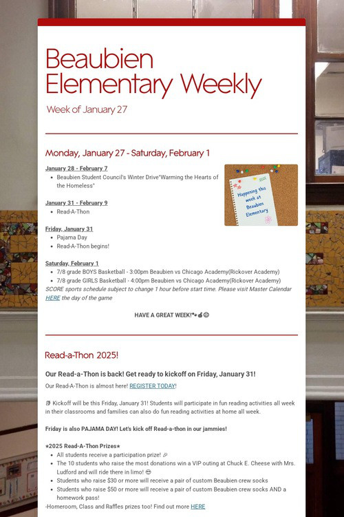 Beaubien Elementary Weekly