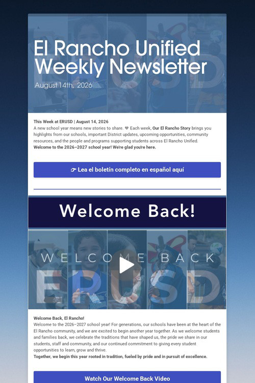 El Rancho Unified Weekly Newsletter