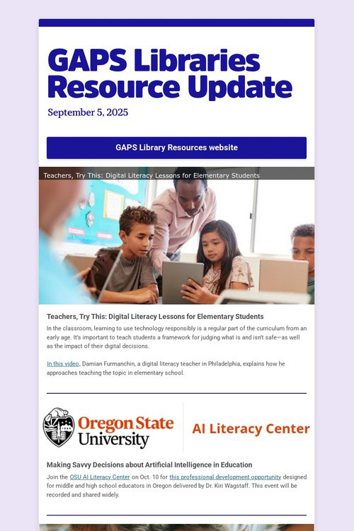 GAPS Libraries Resource Update