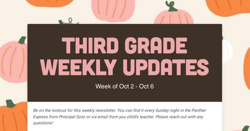 Third Grade Weekly Updates