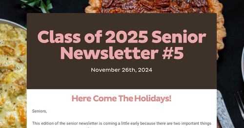 Class of 2025 Senior Newsletter #5
