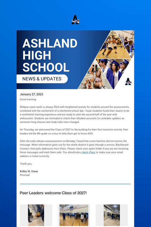 Ashland High School Weekly Update