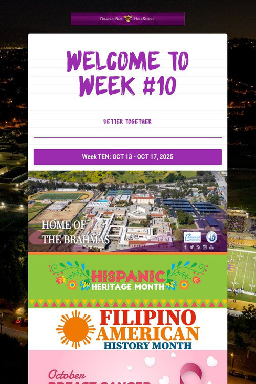 Welcome To Week #10