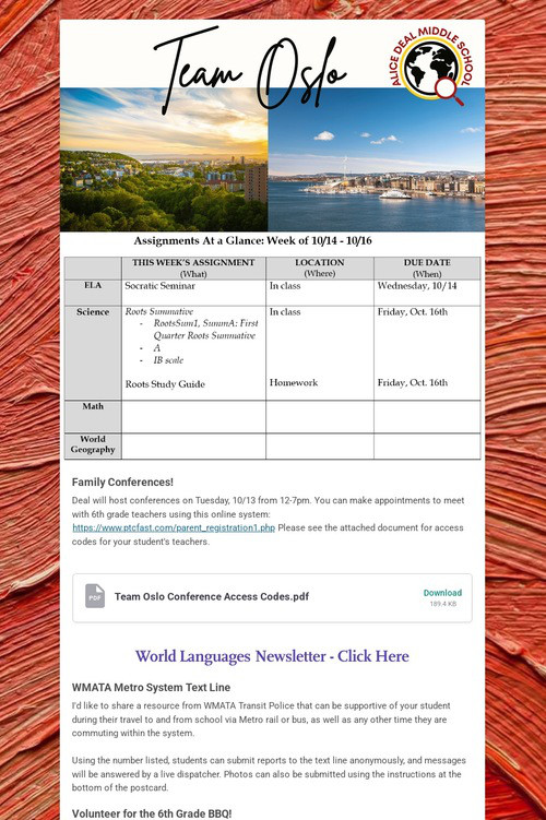 Team Oslo Weekly Newsletter