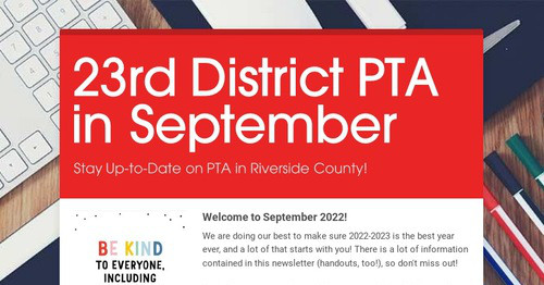 23rd District PTA in September