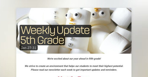Weekly Update 5th Grade