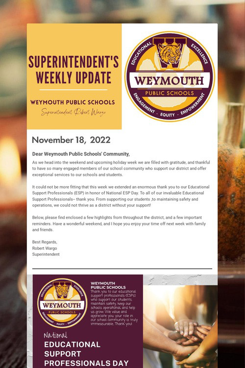 Superintendent's Weekly Update