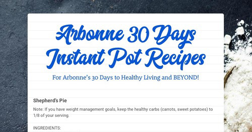 Arbonne 30 Days Instant Pot Recipes