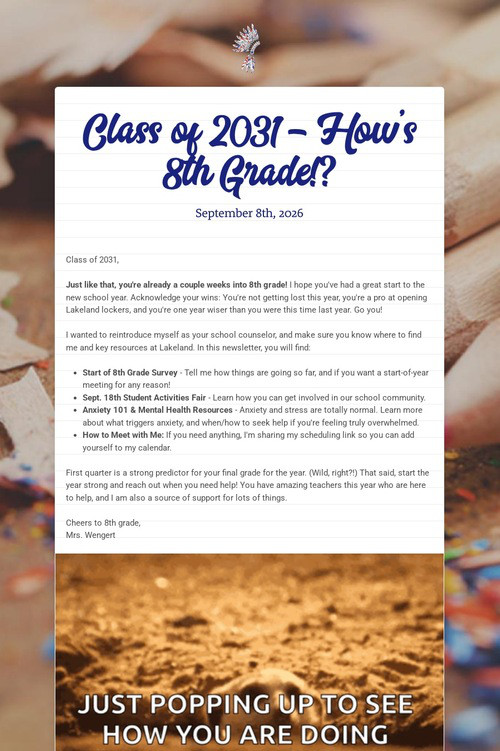 Class of 2031 - How's 8th Grade!?