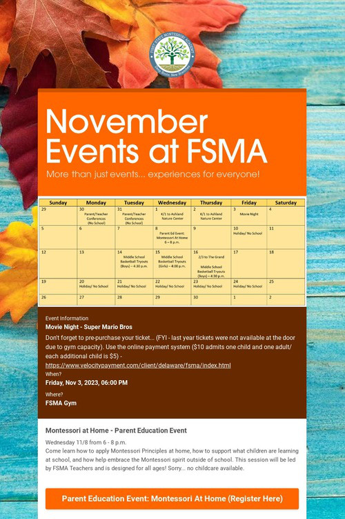 November Events at FSMA