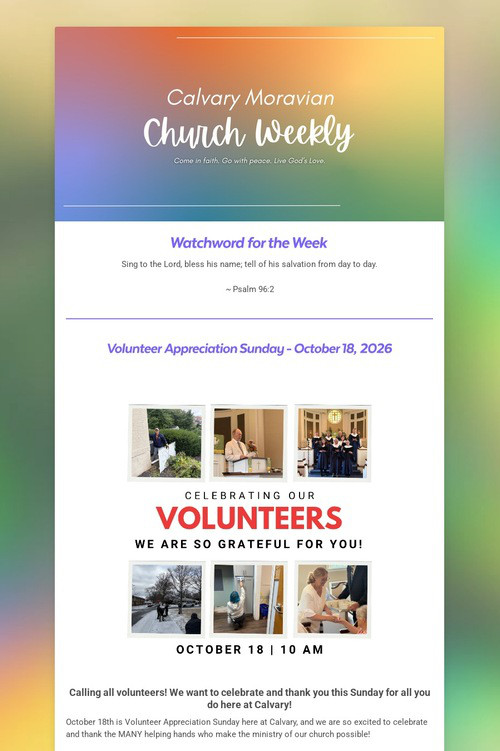 Calvary Moravian Church Weekly