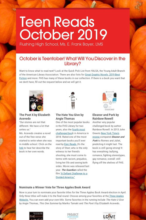 Teen Reads October 2019