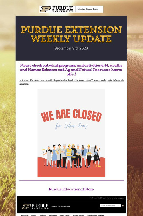 Purdue Extension Weekly Update