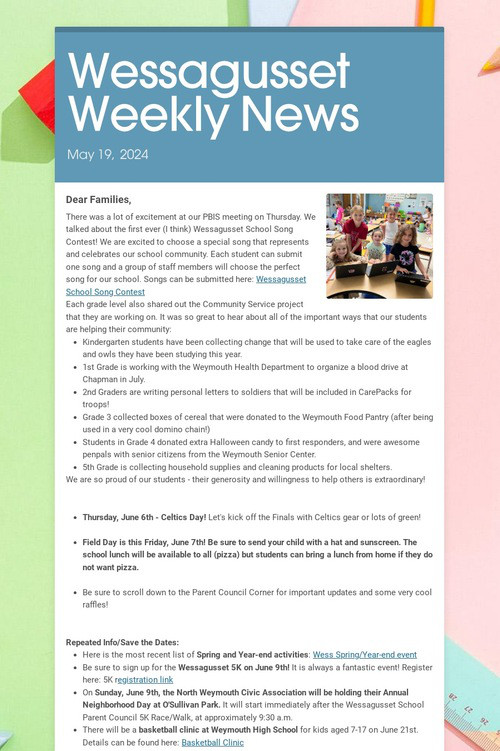 Wessagusset Weekly News