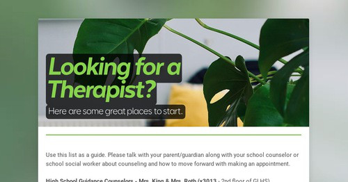 Looking for a Therapist?