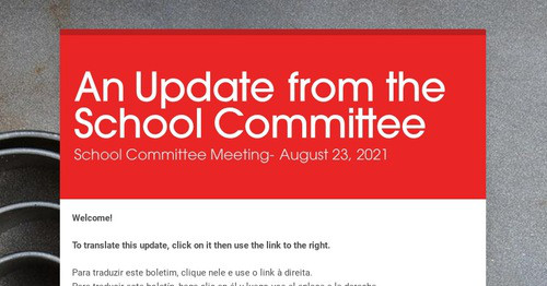 An Update from the School Committee