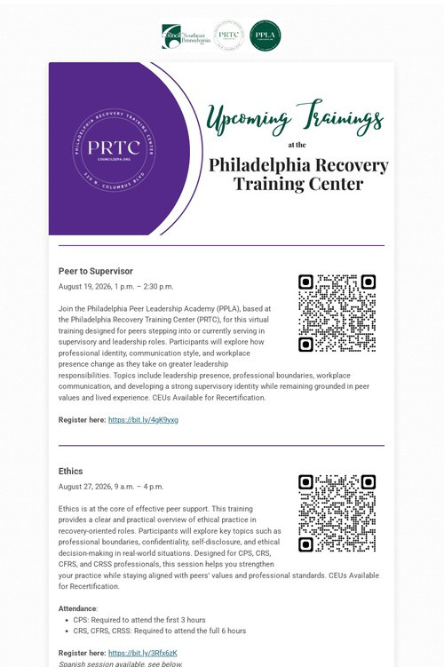 August Trainings at PRTC