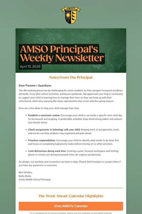 AMSO Principal's Weekly Newsletter