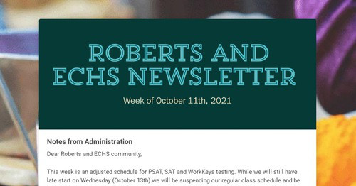 Roberts and ECHS Newsletter