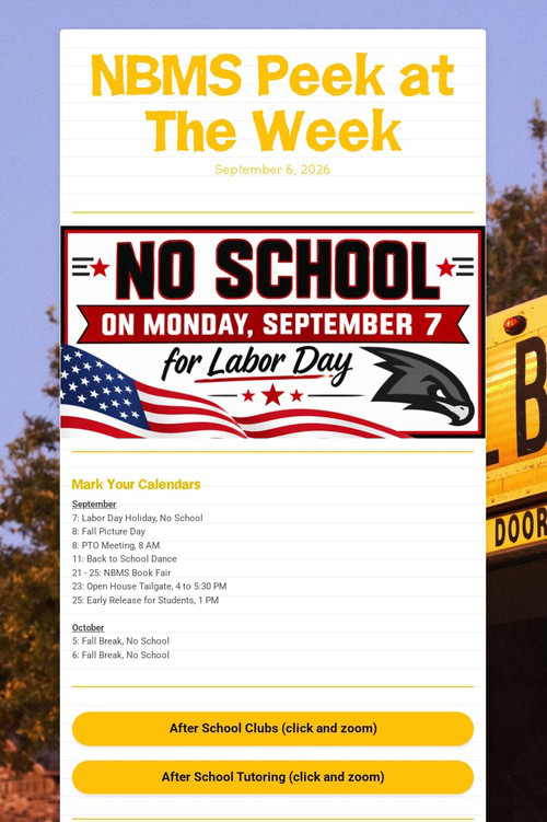 NBMS Peek at The Week