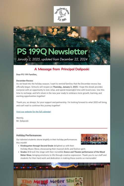 PS 199Q Newsletter