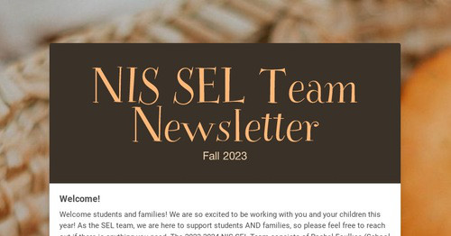 NIS SEL Team Newsletter