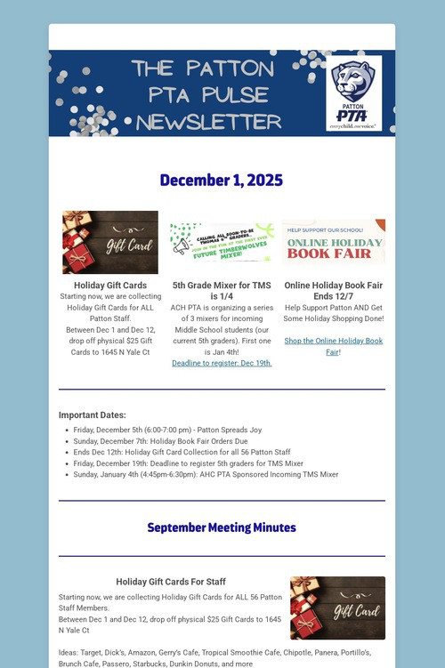 Patton PTA Pulse Newsletter