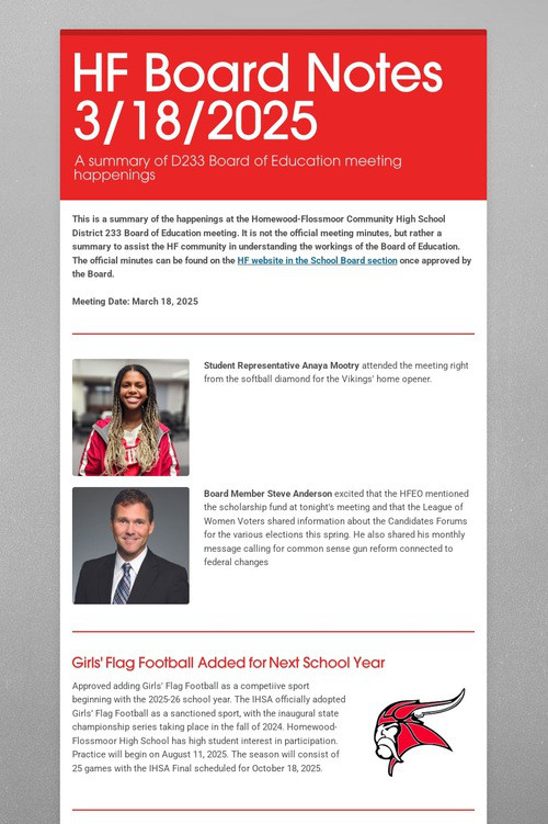 HF Board Notes 3/18/2025