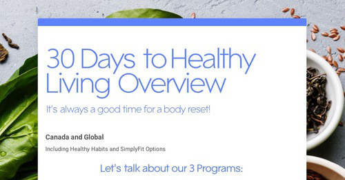 30 Days to Healthy Living Overview