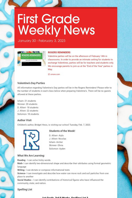 First Grade Weekly News