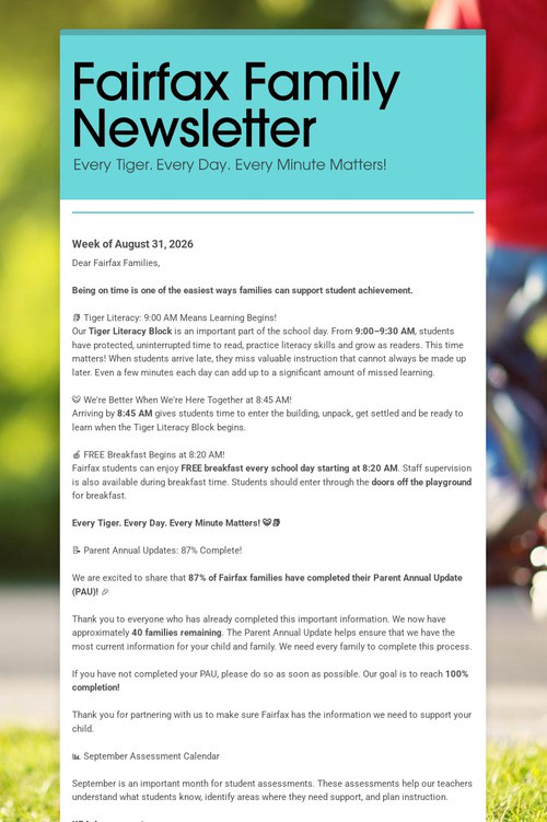 Fairfax Family Newsletter