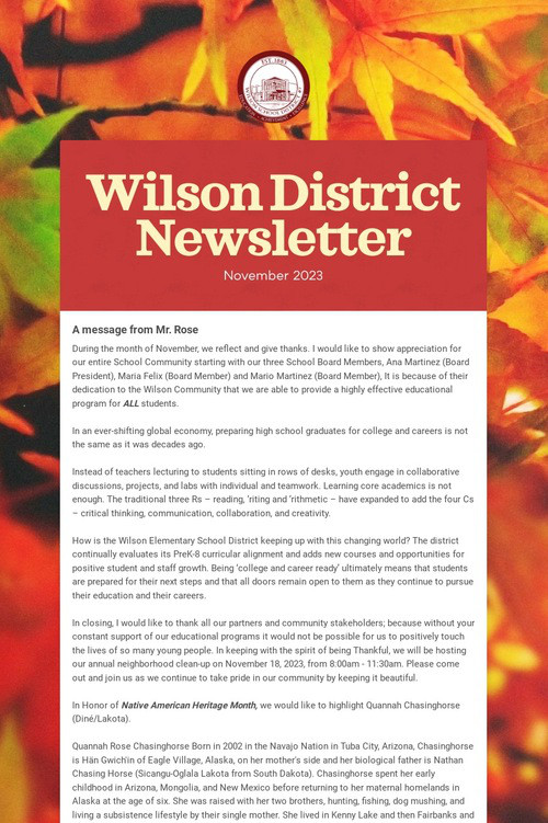 Wilson District Newsletter