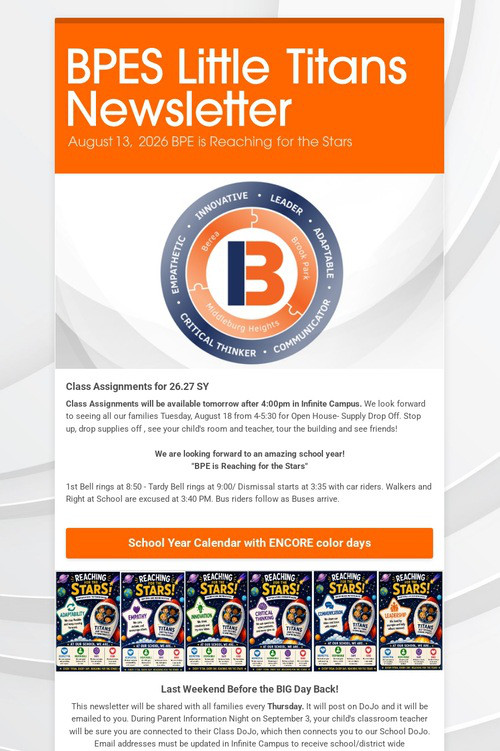 BPES Little Titans Newsletter