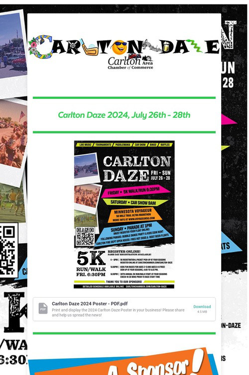 Carlton Daze 2024, July 26th - 28th