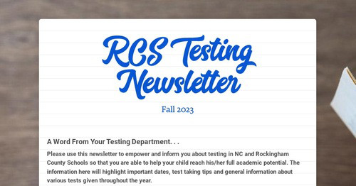 RCS Testing Newsletter | Smore Newsletters