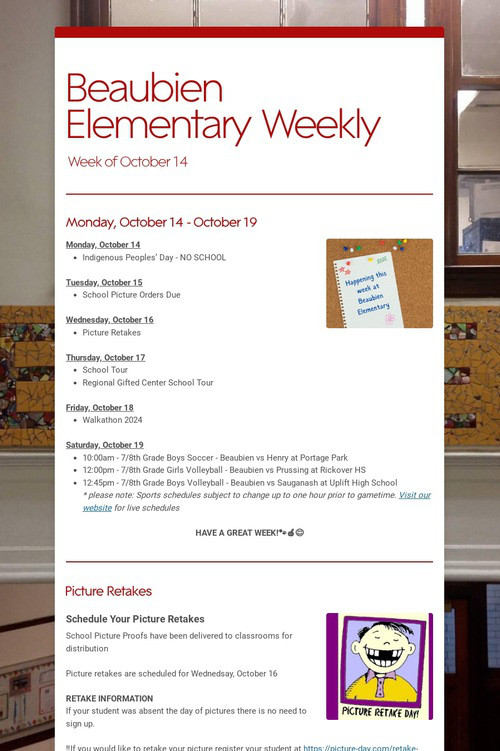 Beaubien Elementary Weekly