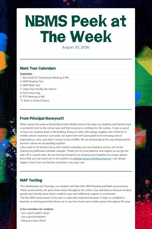 NBMS Peek at The Week