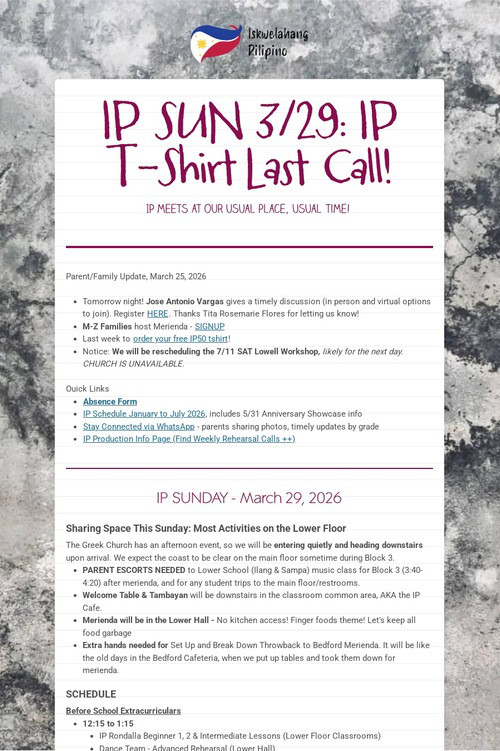 IP SUN 3/29: IP T-Shirt Last Call!