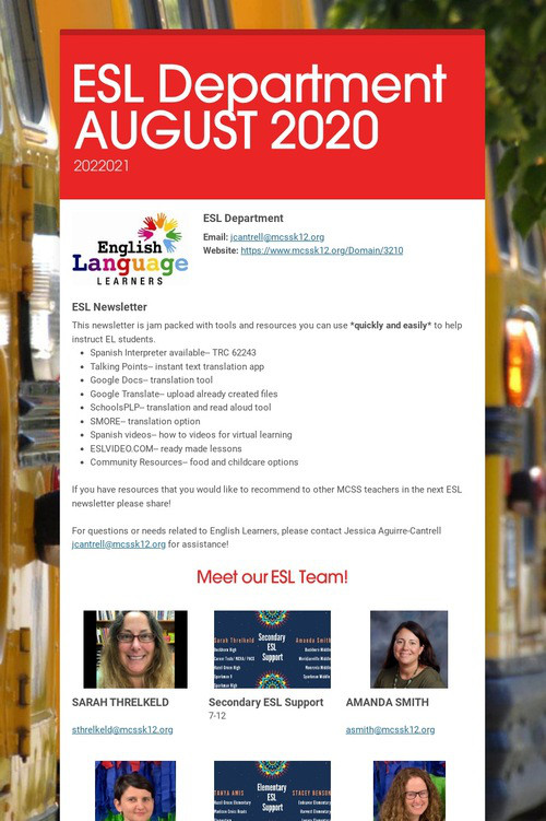 ESL Department AUGUST 2020