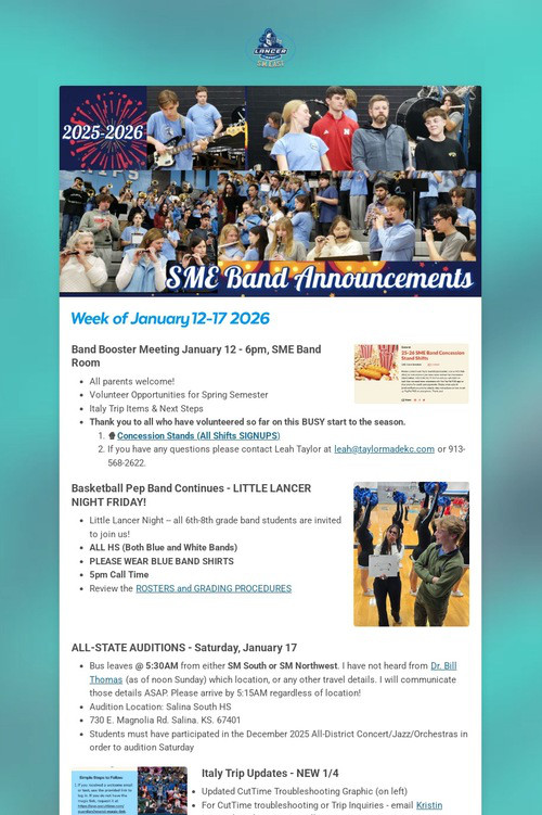 SME Band Announcements