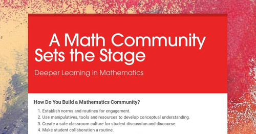 A Math Community Sets the Stage | Smore Newsletters