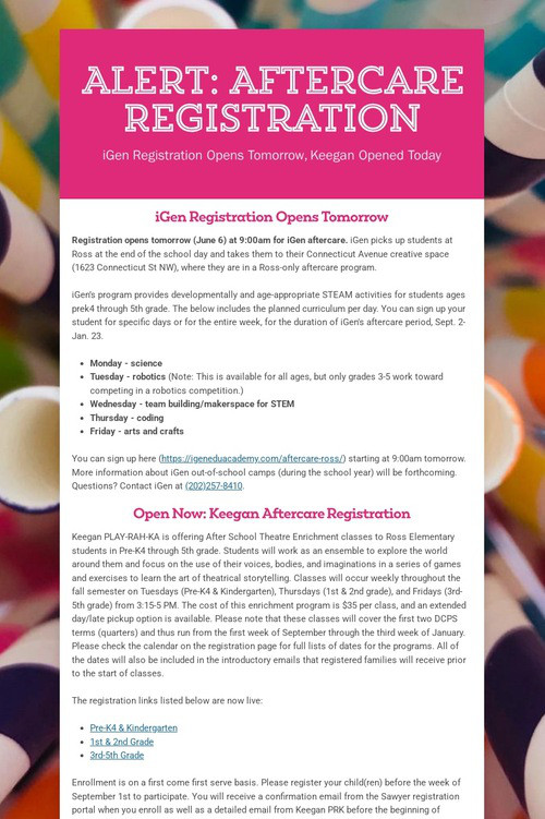 Alert: Aftercare Registration