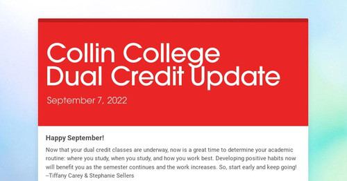 Collin College Dual Credit Update Smore Newsletters Collin College Dual Credit Update Smore Newsletters