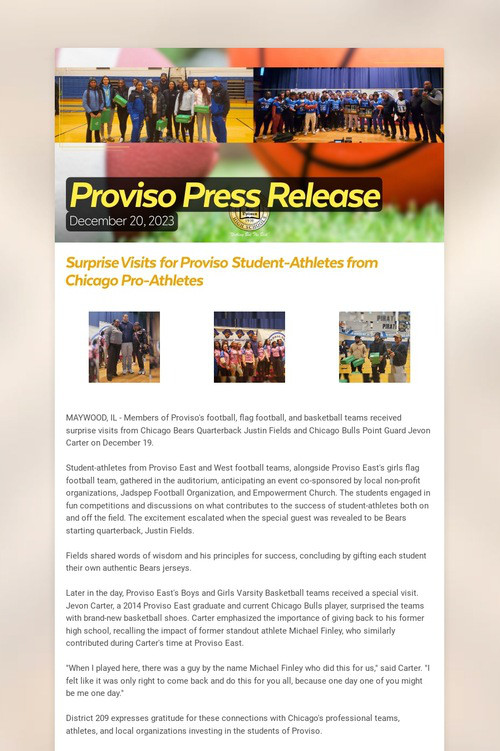 Proviso Press Release