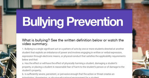 Bullying Prevention