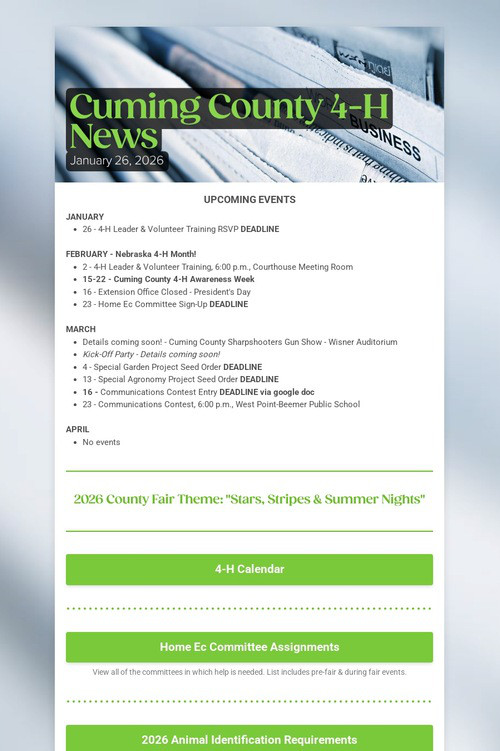 Cuming County 4-H News