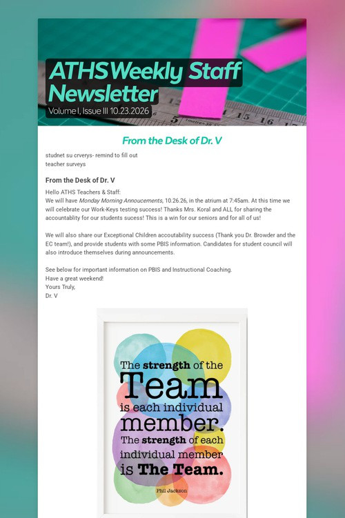 ATHS Weekly Staff Newsletter