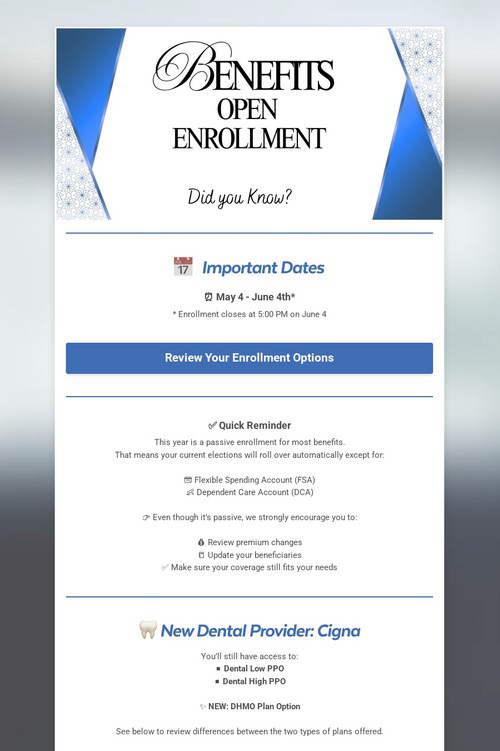 Open Enrollment - Did You Know