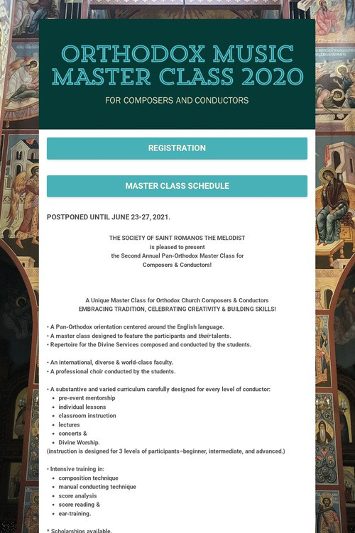 ORTHODOX MUSIC MASTER CLASS 2020