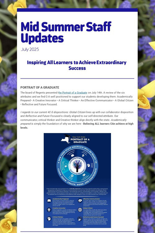 Mid Summer Staff Updates